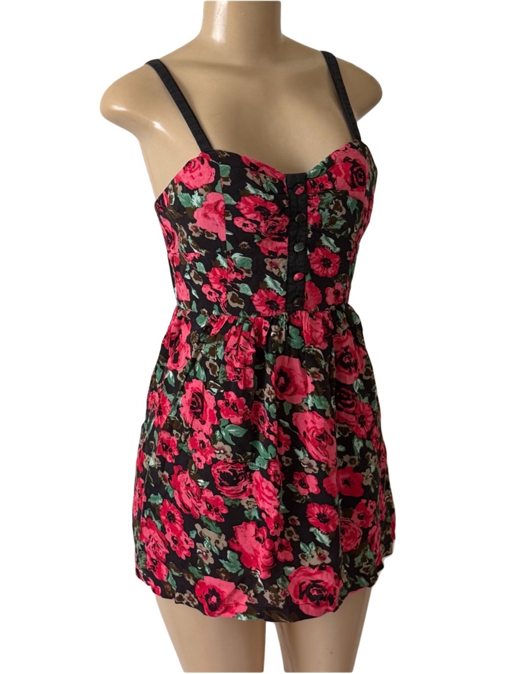 Forever 21 vintage Y2K  bake pink floral mini strappy mini dress S